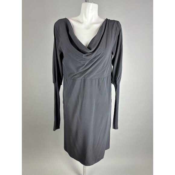 Kristensen Du Nord Gray Silk Cashmere Long Sleeve Draped Dress Italy Size 2 Medi - Picture 6 of 9